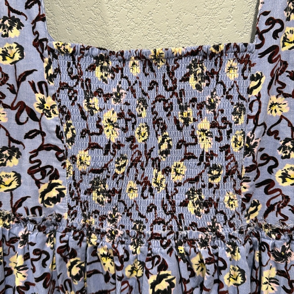 FREE PEOPLE NWOT Floral Corduroy Mini Dress for Fall/Summer - Picture 9 of 10